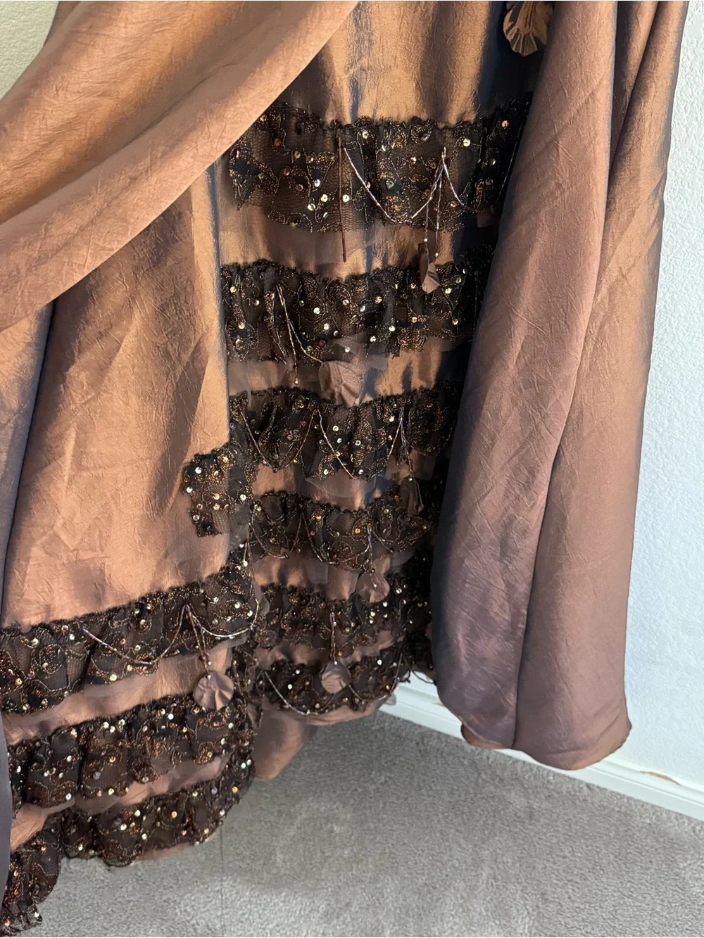 PUTROS COUTURE rare formal 90s maxi skirt sequins beaded renfair whimsigoth